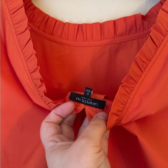 Lafayette 148 New York Yvette Convertible Ruffle-Neck Tank - Size Large - Picture 6 of 6